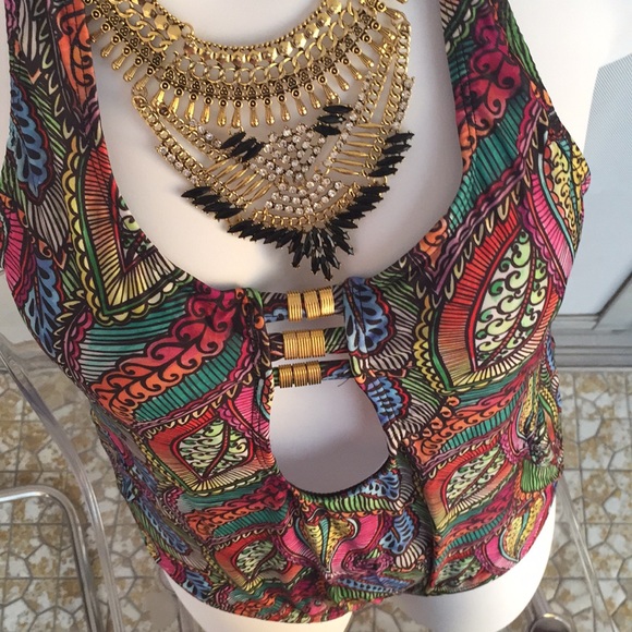 Sexy Palm Leaf Boho Cutout Plus Size Swimsuit - Picture 4 of 7